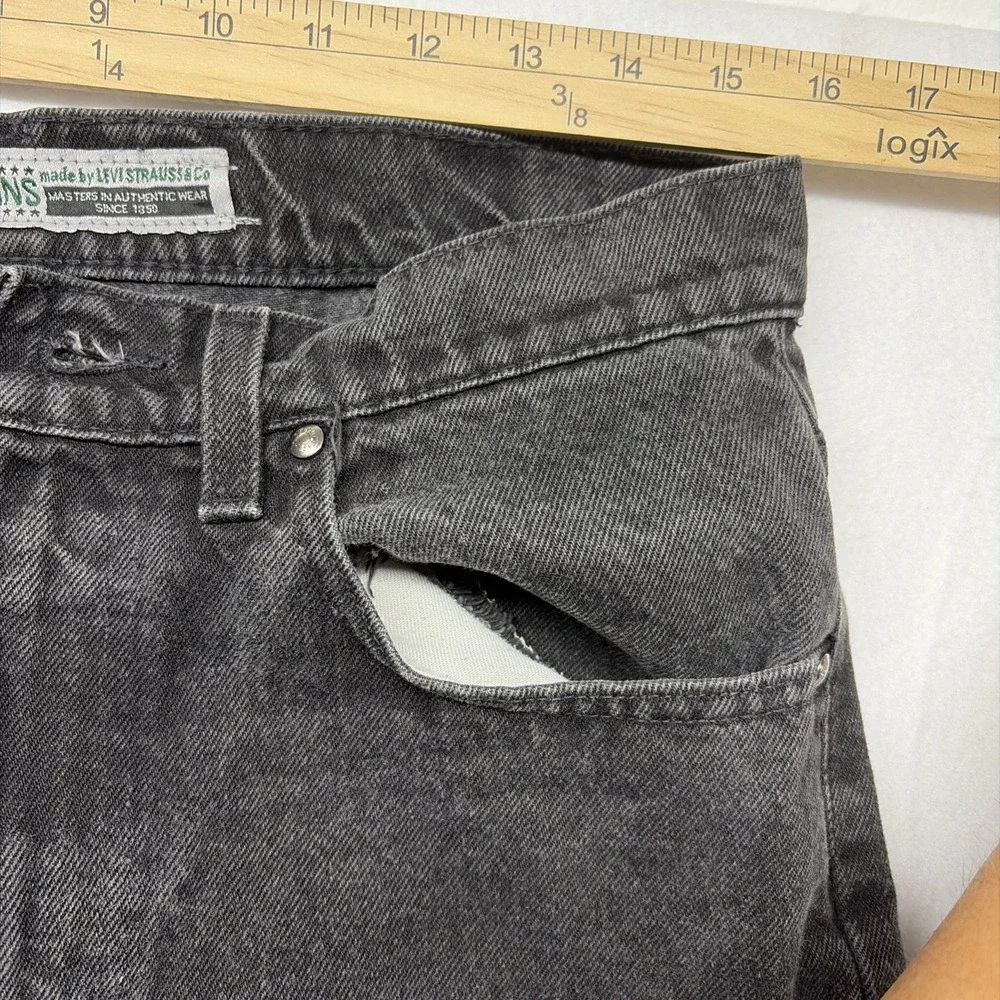 Vtg 1980s Levis Silver Tab 512 black Mens jeans 33x32 Faded USA Made Red Batwing
